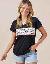 Harlow Tee - Black/Cheetah - Jovie The Label