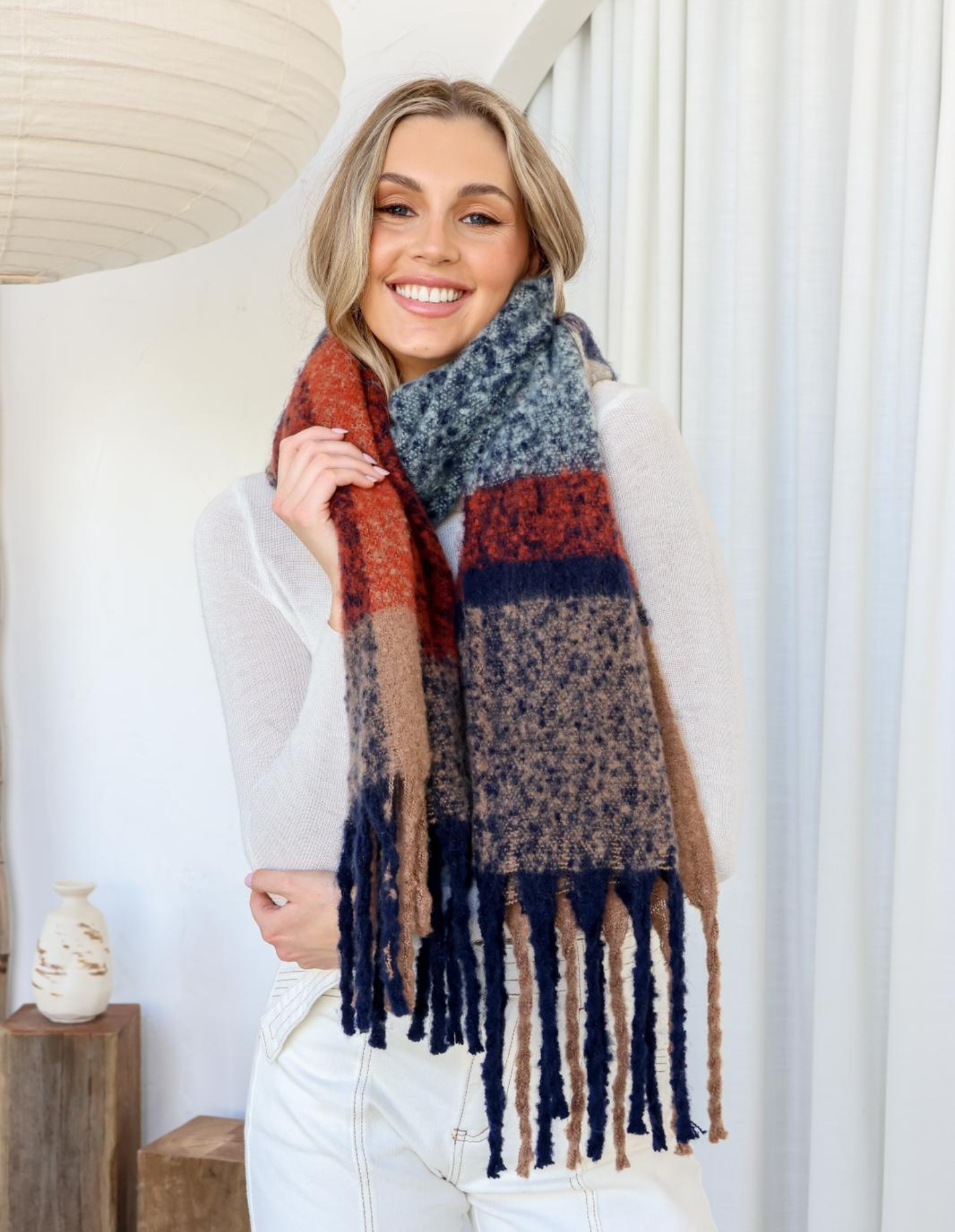 Check Knit Scarf - Fudge Gifts