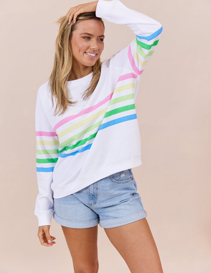 Forever Sweater - White/Multi Stripes - Jovie The Label 271