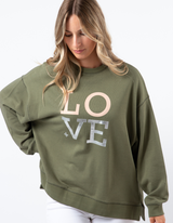 Sunday Sweater - Khaki with Blush Love - Stella + Gemma - FUDGE Gifts Home Lifestyle