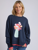 Janey Floral Crew- Dark Sapphire - Elm Lifestyle