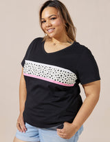 Harlow Tee - Black/Cheetah - Jovie The Label