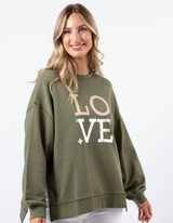 Sunday Sweater - Khaki with Blush Love - Stella + Gemma - FUDGE Gifts Home Lifestyle