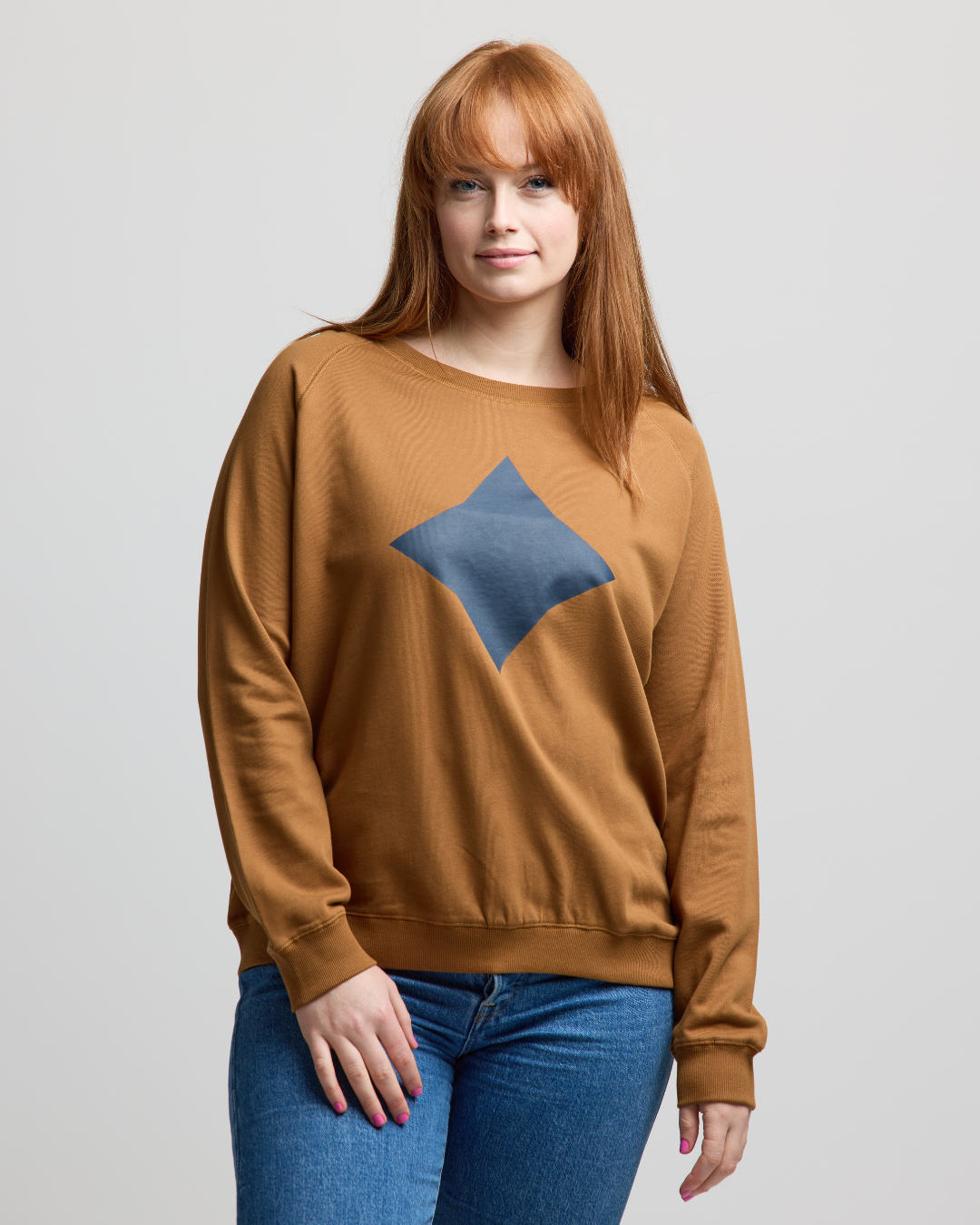 Sweater - Caramel with Blue Star - Stella + Gemma 8139