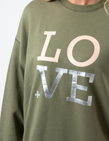 Sunday Sweater - Khaki with Blush Love - Stella + Gemma