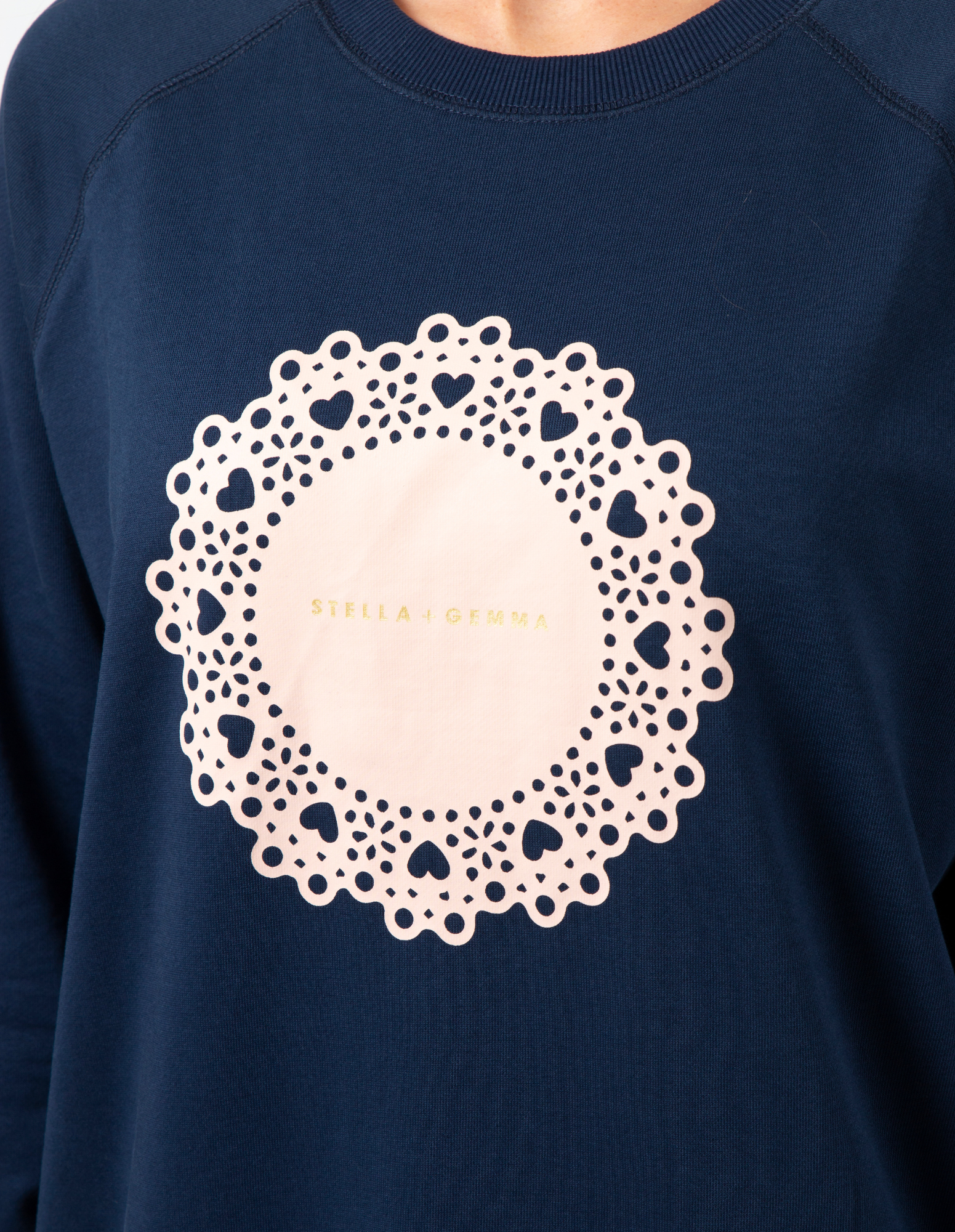 Classic Sweater - Navy with Blush Doily - Stella + Gemma