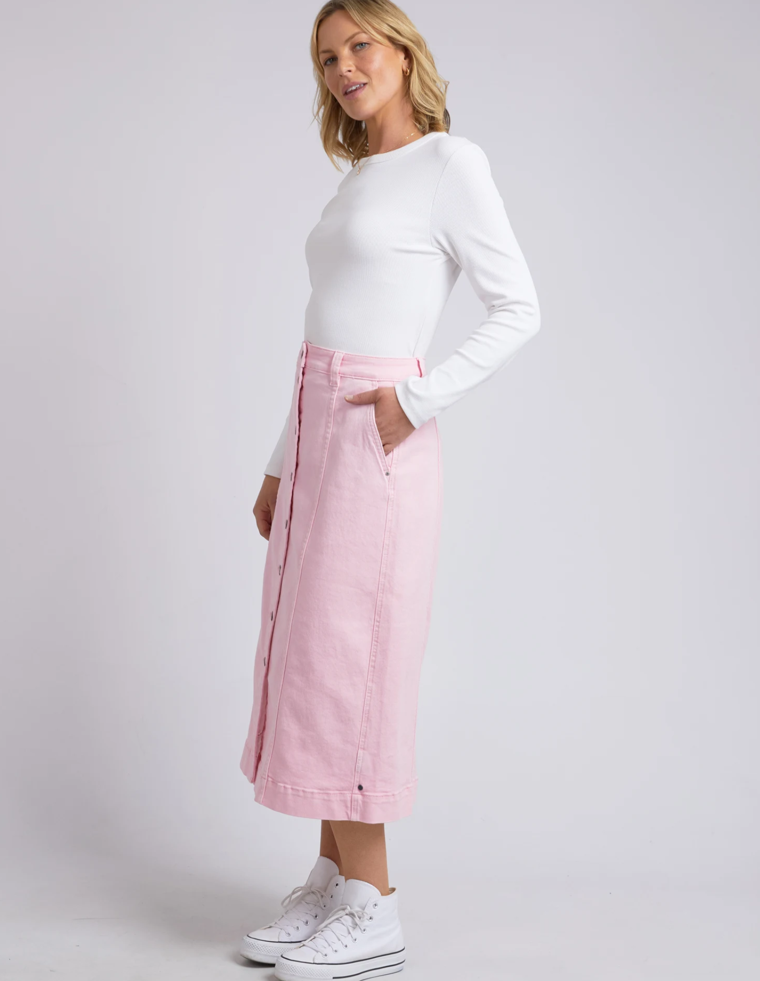 Florence Button Thru Skirt - Splendid Pink - Elm Lifestyle