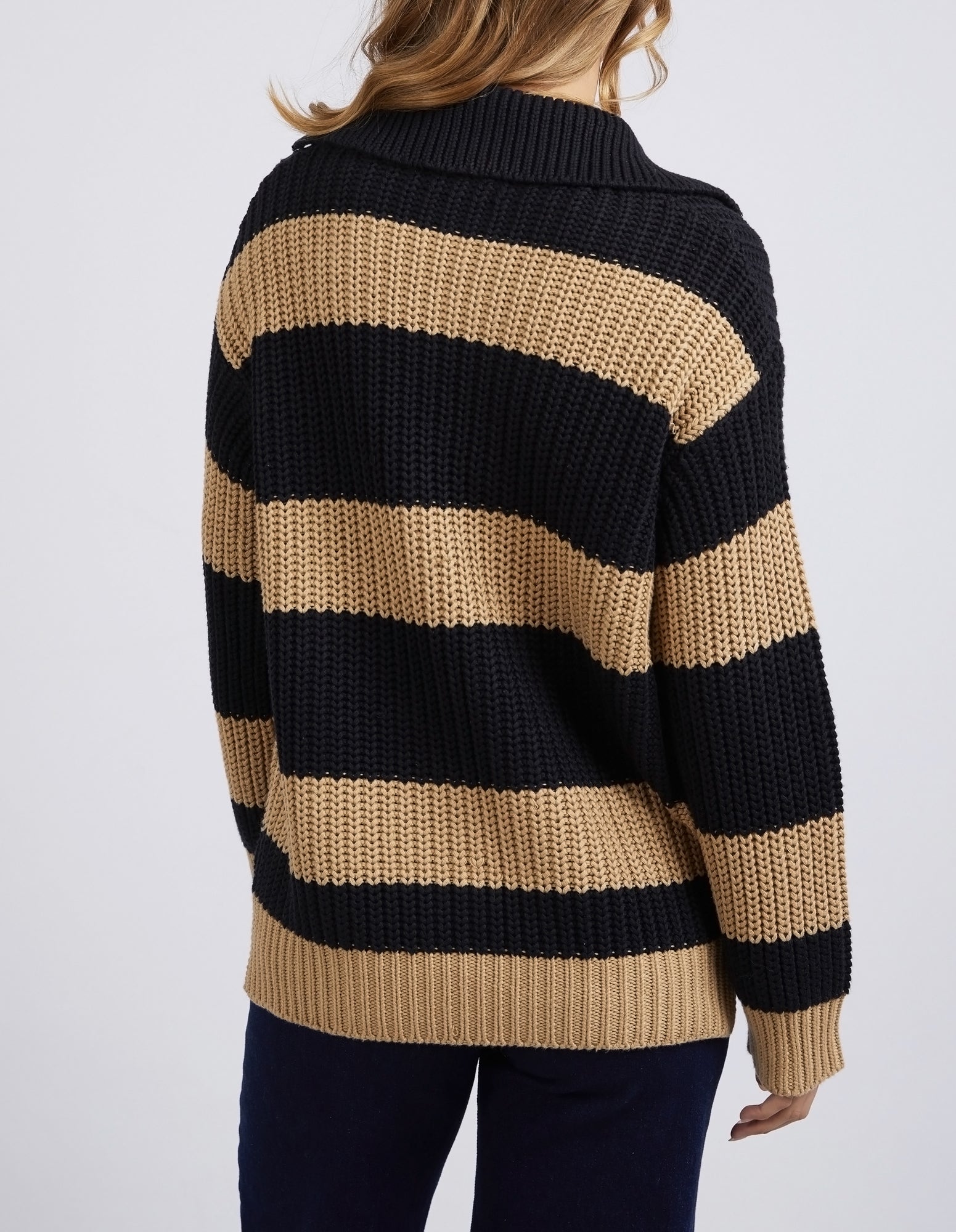 Estella Stripe Knit - Black/Tan - Foxwood