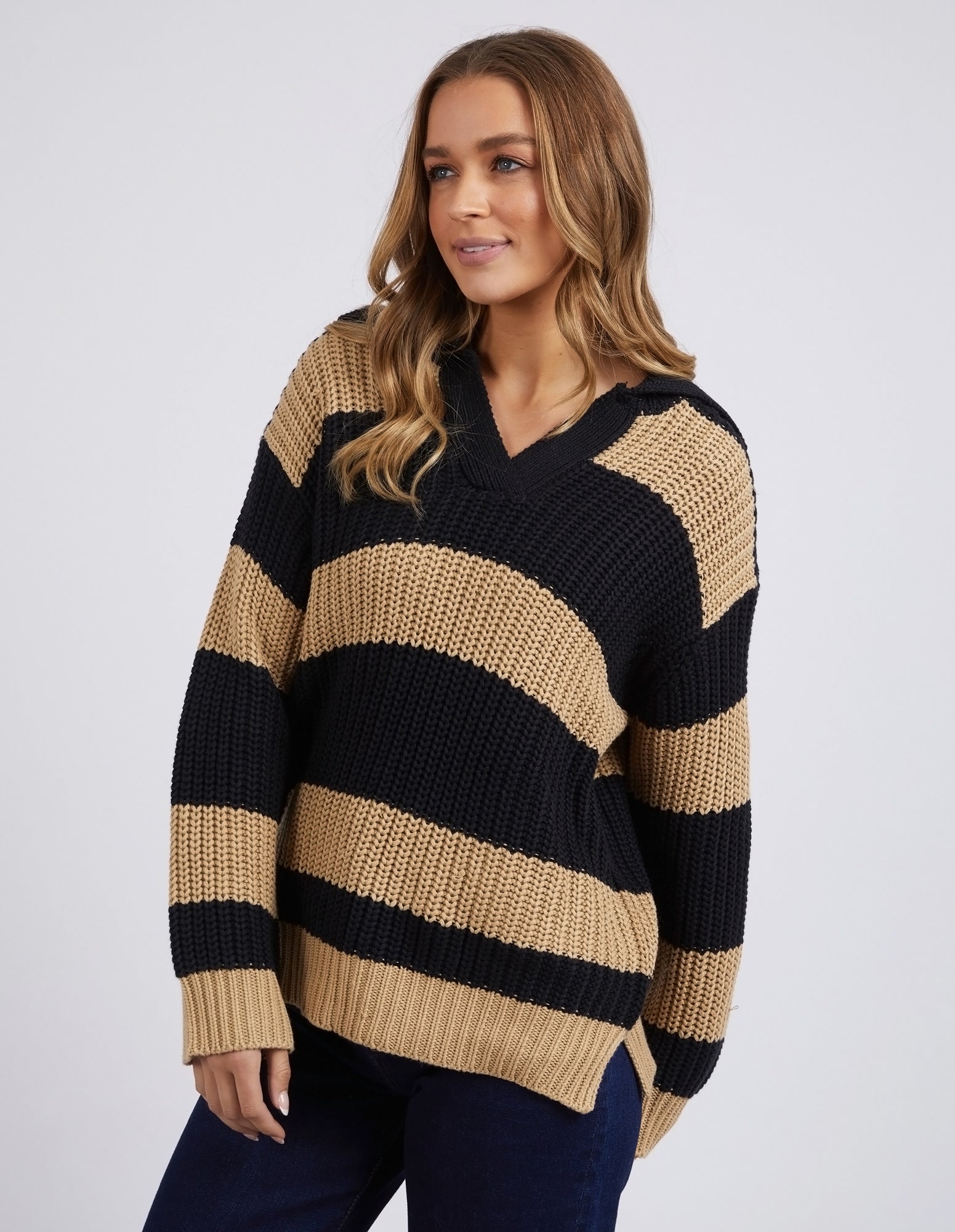 Estella Stripe Knit - Black/Tan - Foxwood