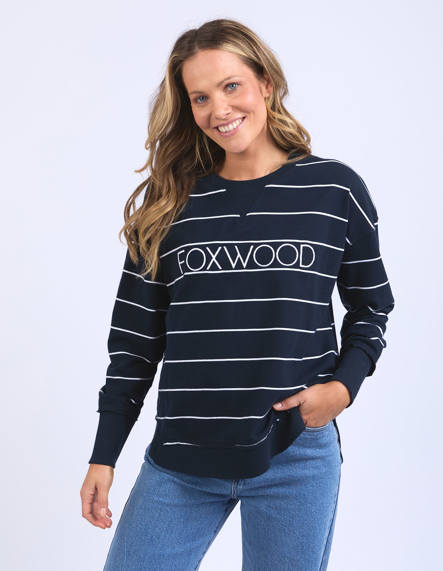 Classic Stripe Simplified Crew - Navy/White Stripe - Foxwood