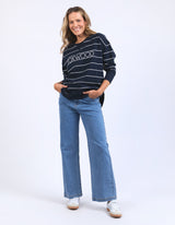 Classic Stripe Simplified Crew - Navy/White Stripe - Foxwood