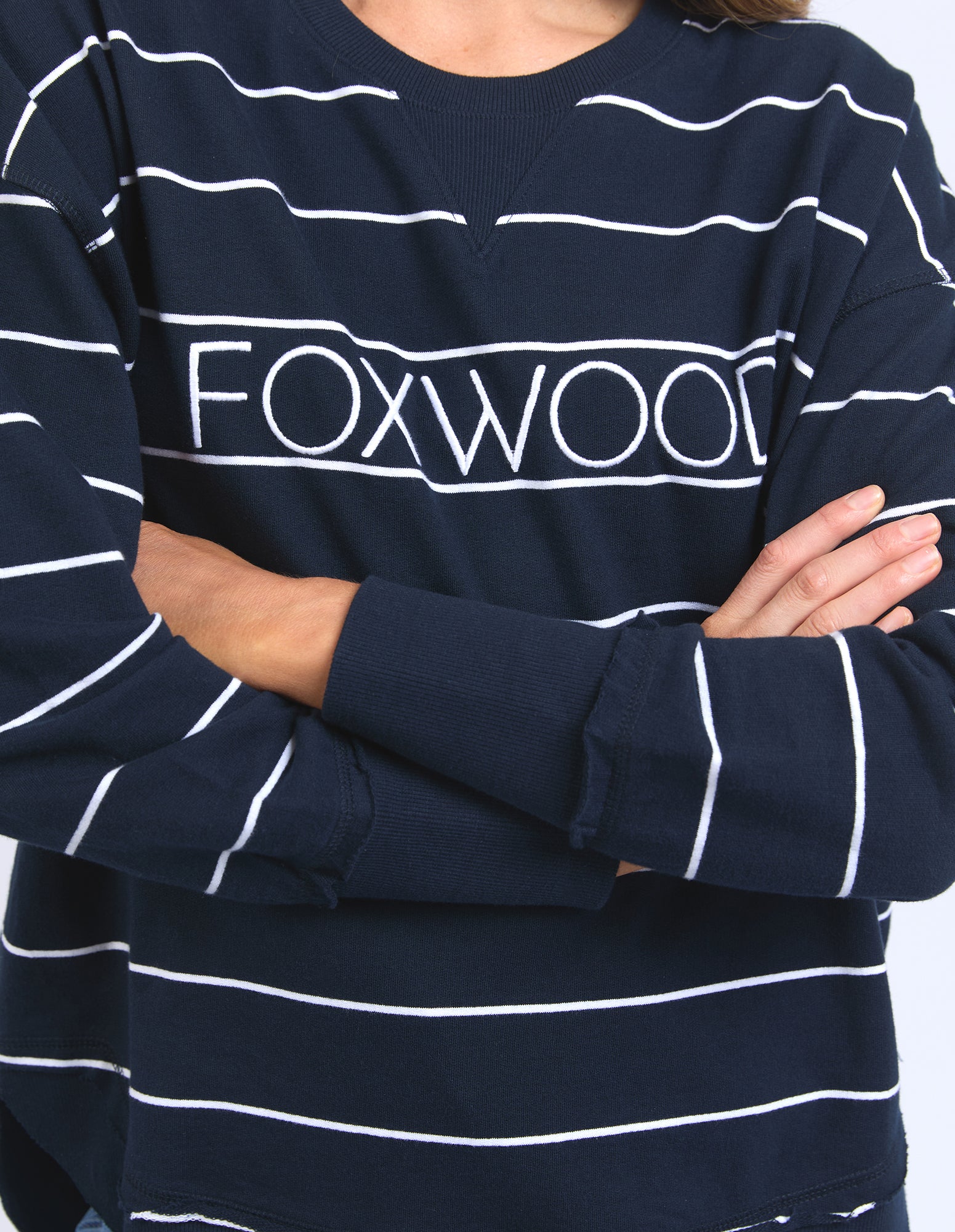 Classic Stripe Simplified Crew - Navy/White Stripe - Foxwood