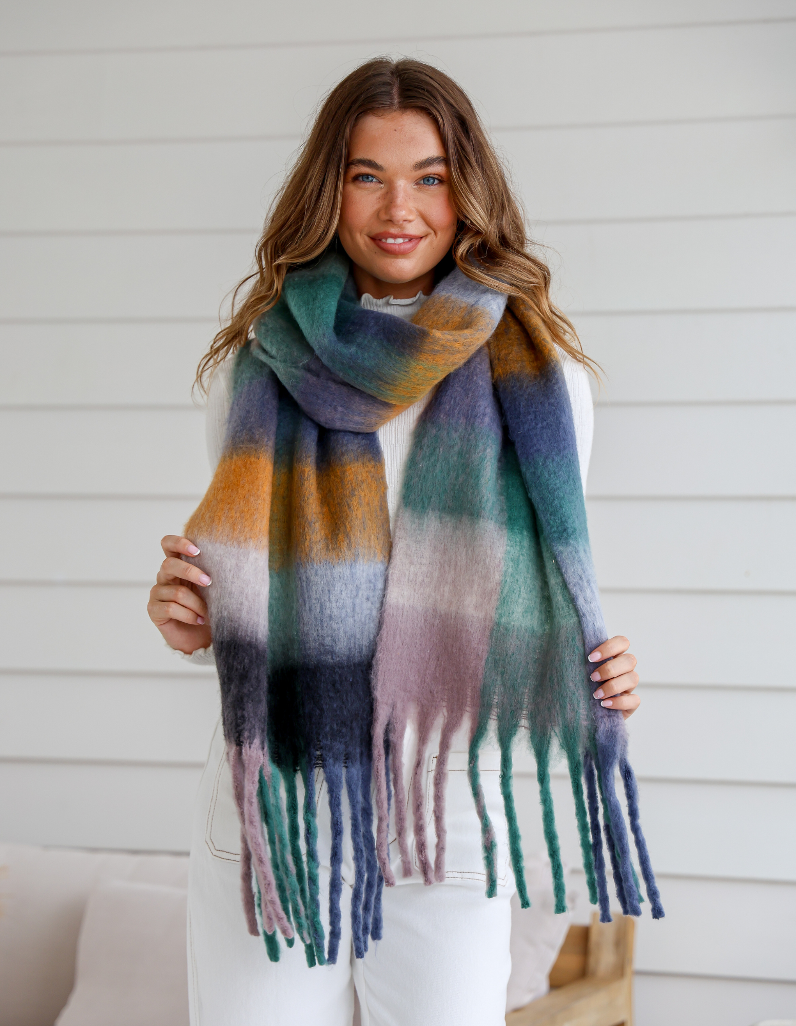 Check Knit Scarf - Fudge Gifts