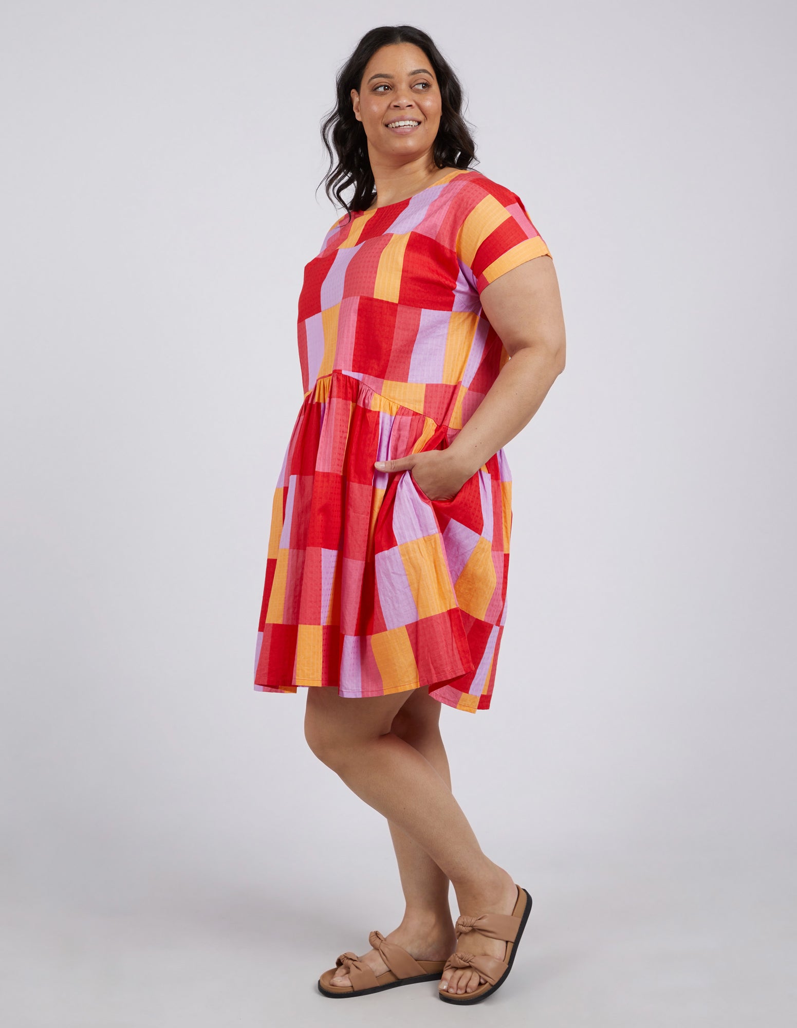 Plus size checkered on sale dress