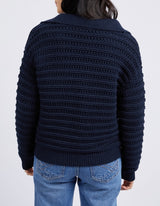 Linden Open Collar Knit - Navy - Elm Lifestyle