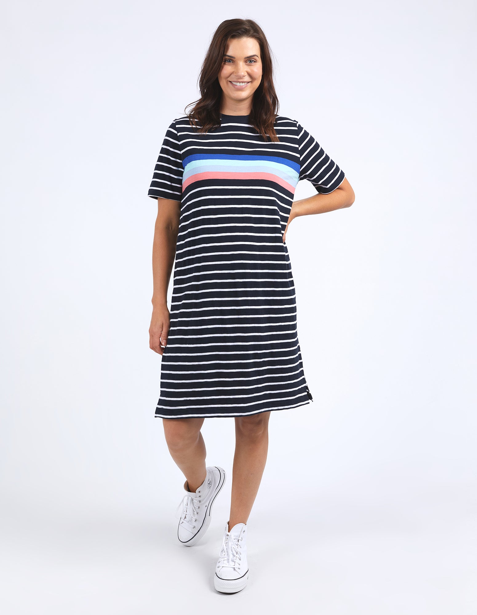 Zena Tee Dress - Navy and White Stripe - Elm Lifestyle