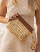 Fern Raffia Clutch - Tan - Louenhide