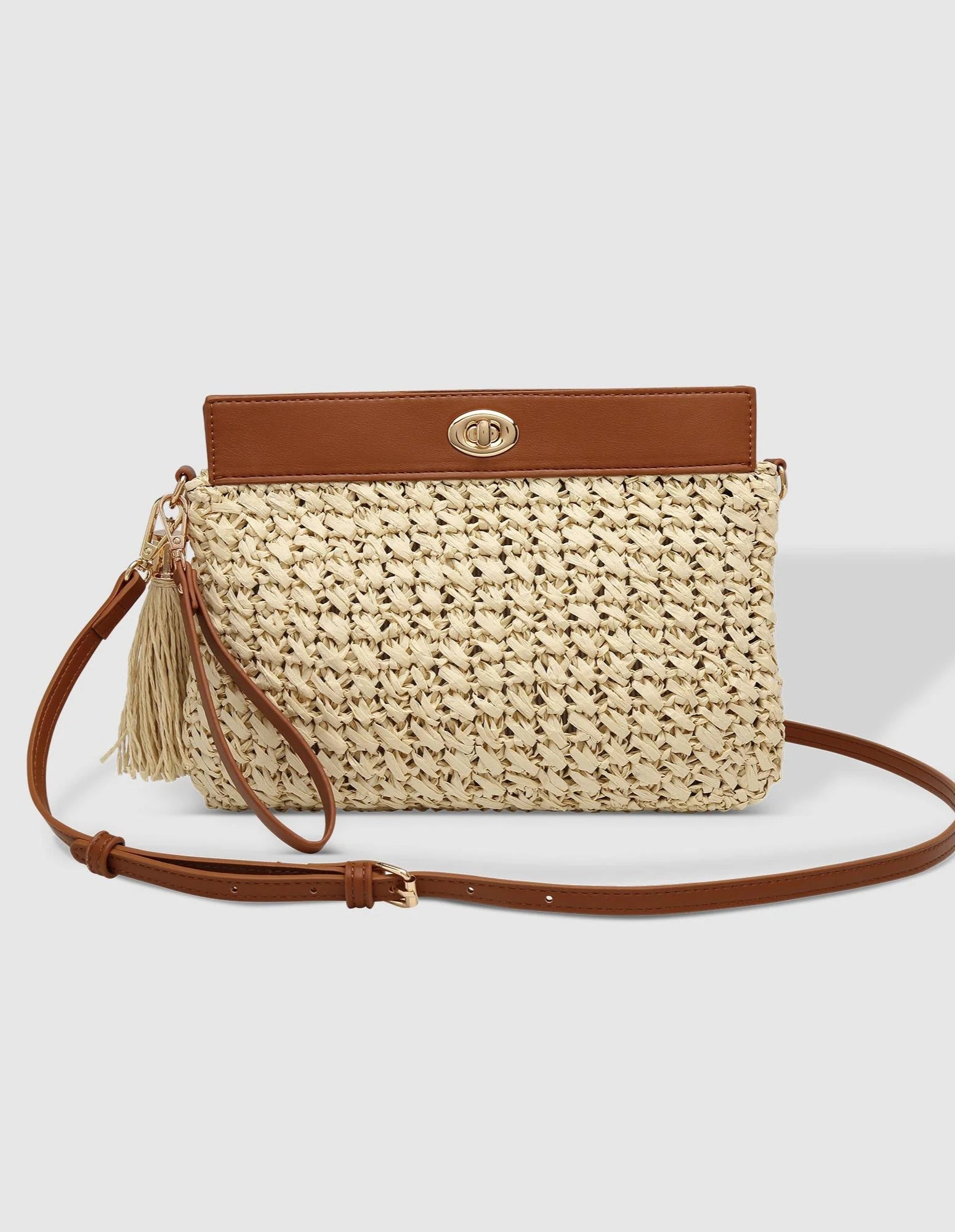 Fern Raffia Clutch - Tan - Louenhide