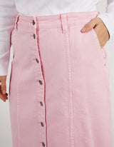 Florence Button Thru Skirt - Splendid Pink - Elm Lifestyle