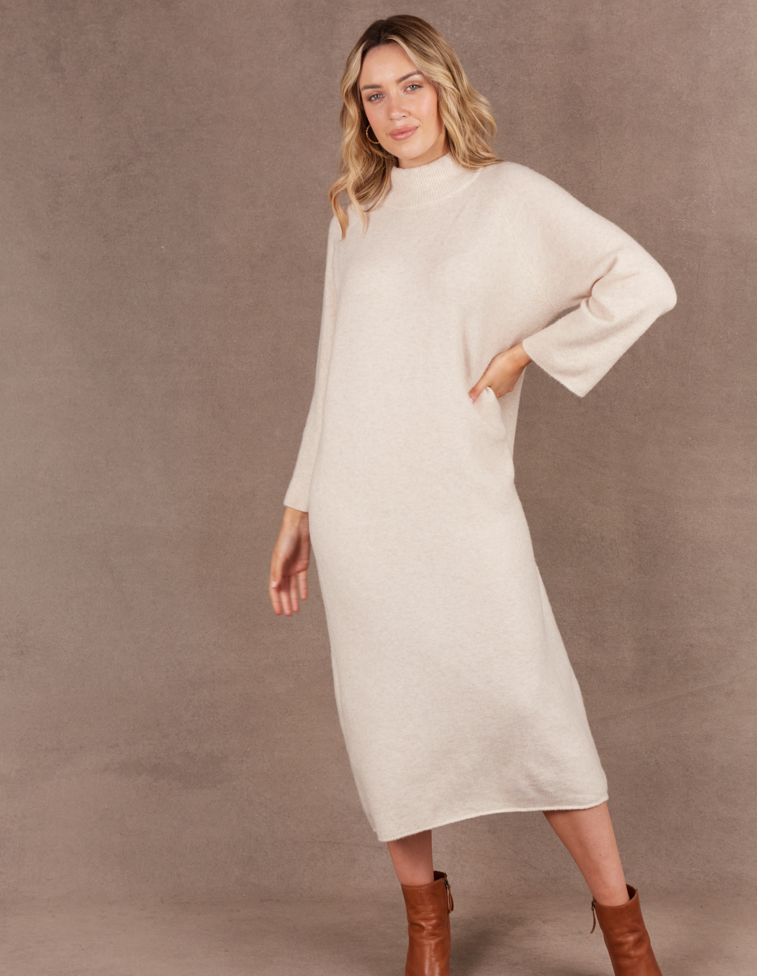 Paarl Tie Knit Dress - Oat - Eb & Ive