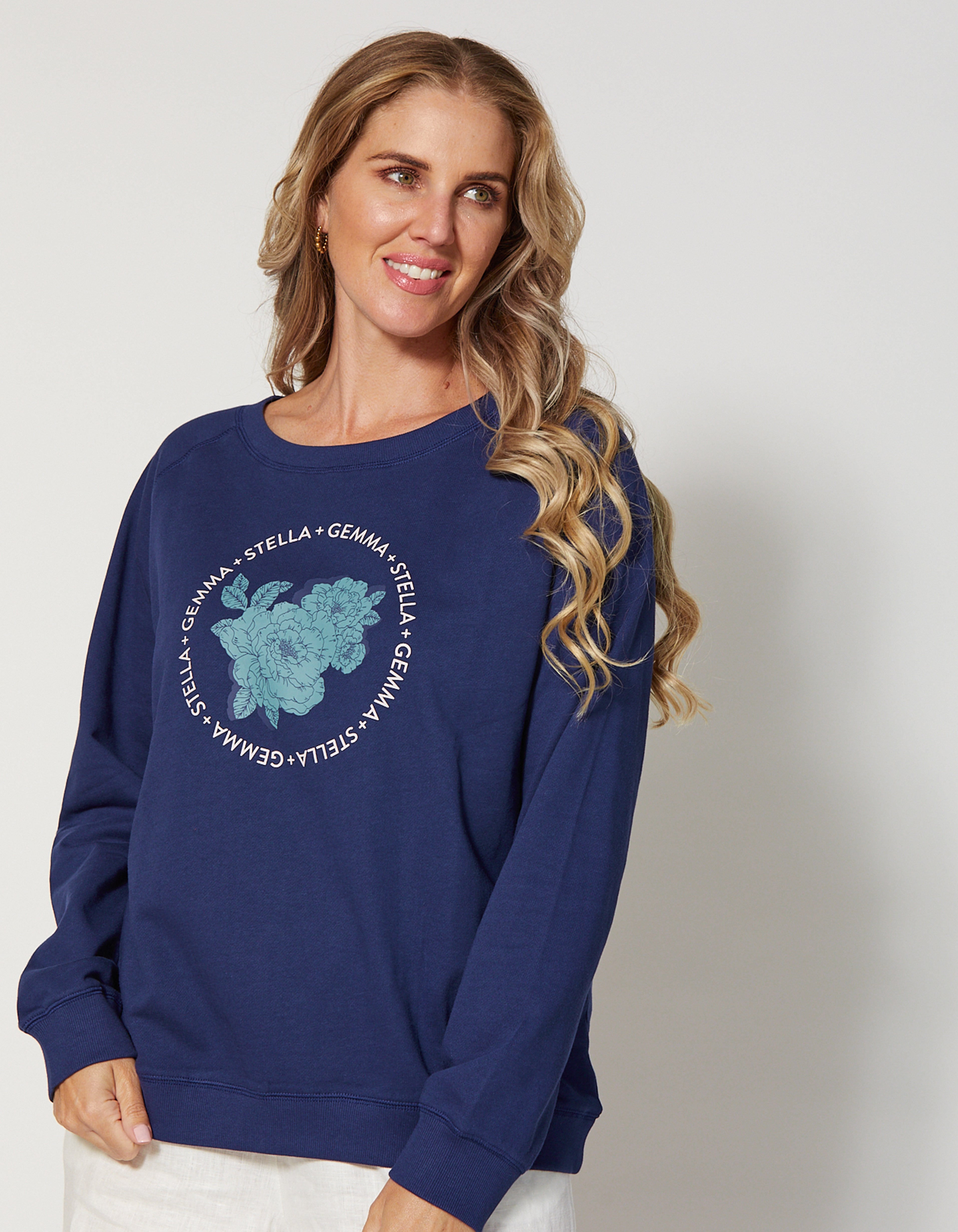 Girlfriend Sweater - Navy Turkish Rosa - Stella + Gemma 8157 - FUDGE Gifts Home Lifestyle