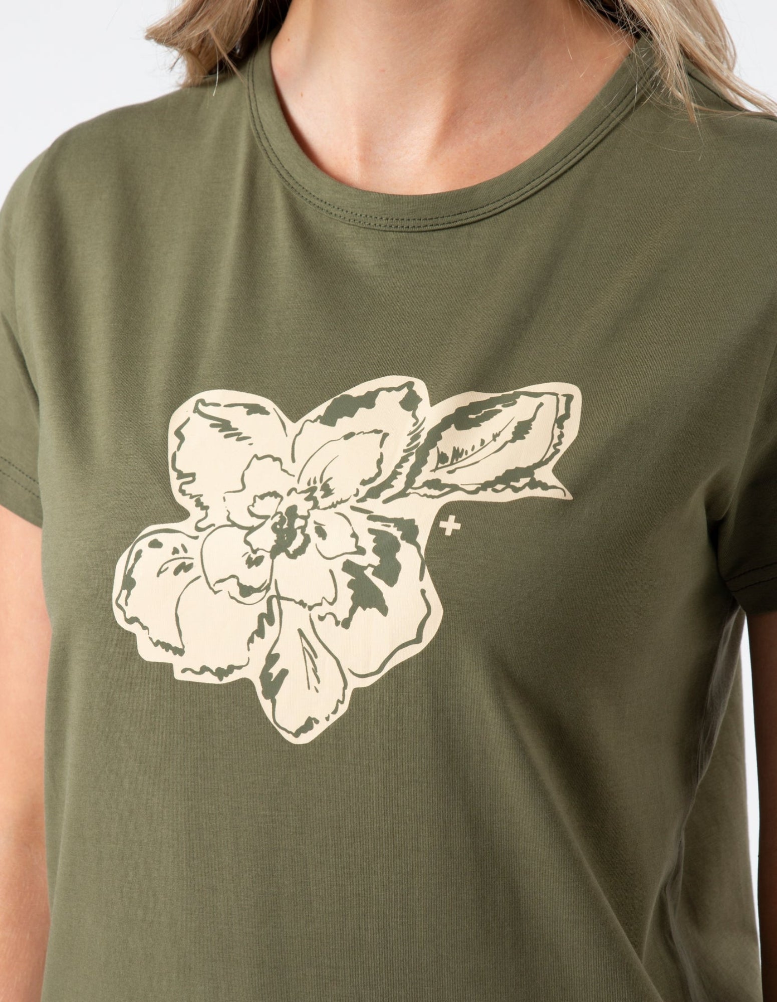 T-Shirt - Khaki Petal Garden - Stella & Gemma