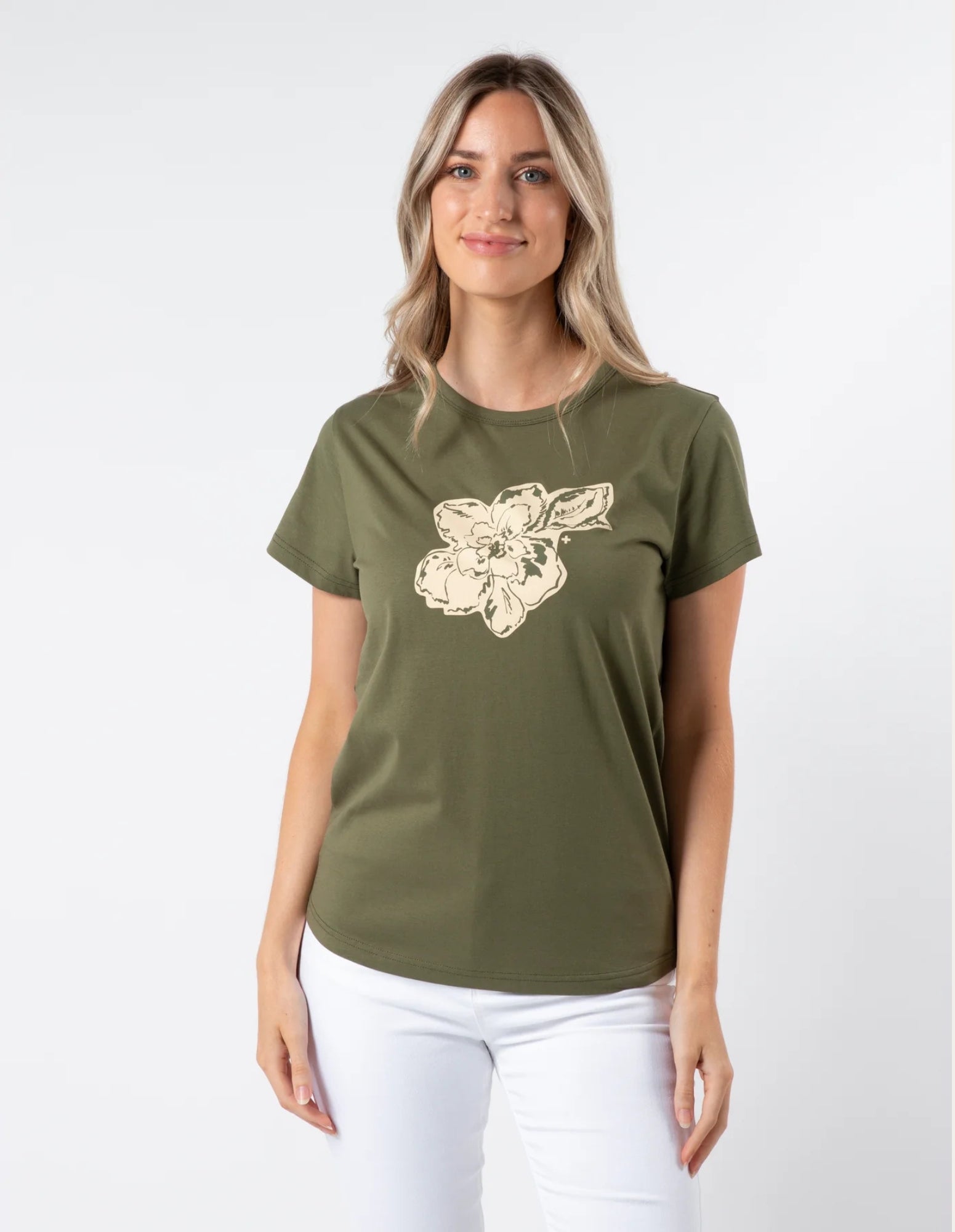 T-Shirt - Khaki Petal Garden - Stella & Gemma