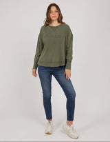 Washed Simplified Crew - Khaki - Foxwood - FUDGE Gifts Home Lifestyle