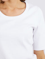 Rib Scoop Tee - White - Elm Lifestyle